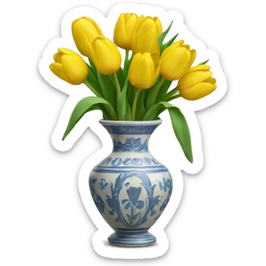 yellow tulips in a vase  sticker