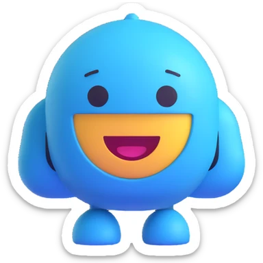 smiling AI chatbot emoji with speech bubble and blue accents sticker
