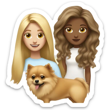 blonde girl and a pomeranian sticker