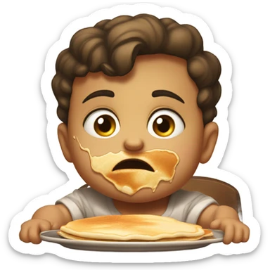 Angry baby eating pancakes sticker
