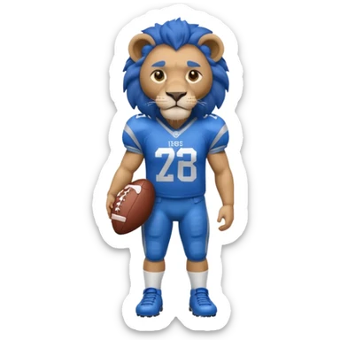 blue color lion wearing american football jersey sticker