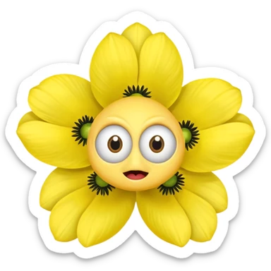 five leaved yellow anemone eyes mouth sticker