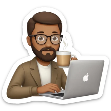 Man beard glasses MacBook coffee sticker
