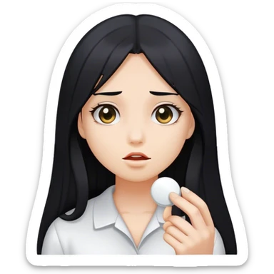 Girl with black hair and pill  sticker