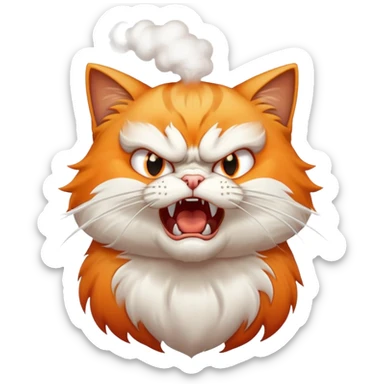 angry cat with steam coming out of its head sticker