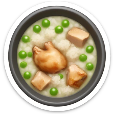 chicken chunks and rice soup with peas sticker