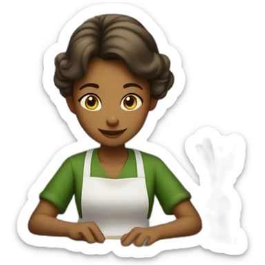 Candlemaker girl in green apron working on desk sticker