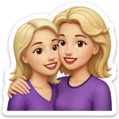 2 light skinned women kissing sticker