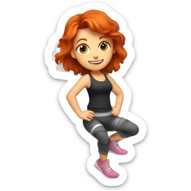 A redhaired girl in a tank top and leggings climbing an indoor rock wall sticker