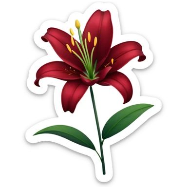 A lily flower in a dark cherry red colour with a dark green stem sticker