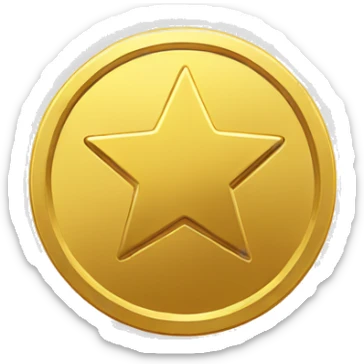 gold coin with star in center sticker