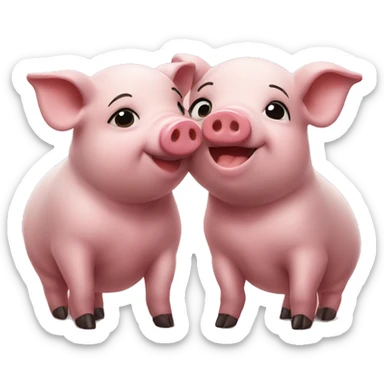 two pigs kissing each other  sticker