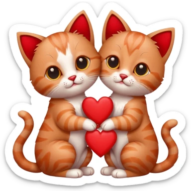 Kittens surrounded by lots of hearts sticker