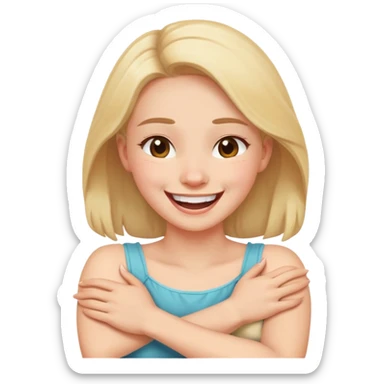 arms crossed holding neck laughing girl sticker