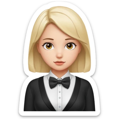 Fat girl with big boobs and white unbutton shirt and bow tie  sticker