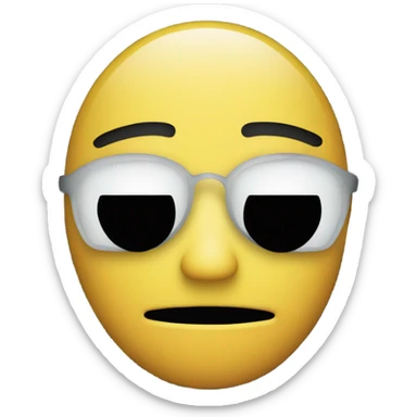An emoji-style image of a sad face holding a smiling mask in front of it. The background is black. sticker