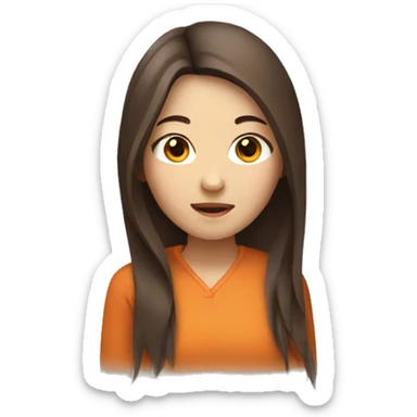 asian girl with brown/orange hair sticker