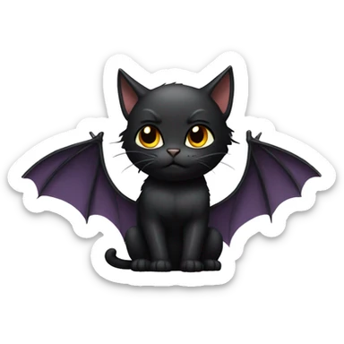 a buff black cat with bat wings sticker