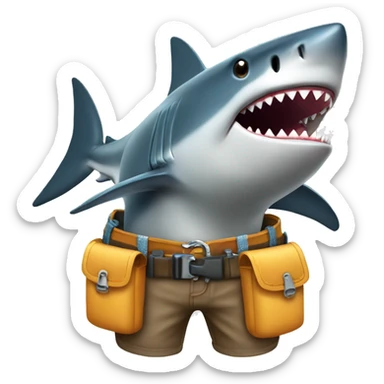 Shark wearing tool belt sticker