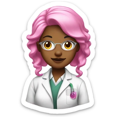 Pink haired black female chemist wearing pink lab coat sticker