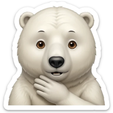 polar bear hald body, hand on chin, wow suprise, half body sticker