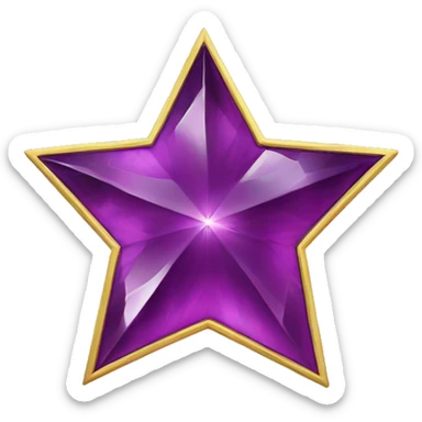 purple diamond star with gold margins sticker