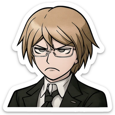 Danganronpa style emoji of unhappy Byakuya Togami sticker