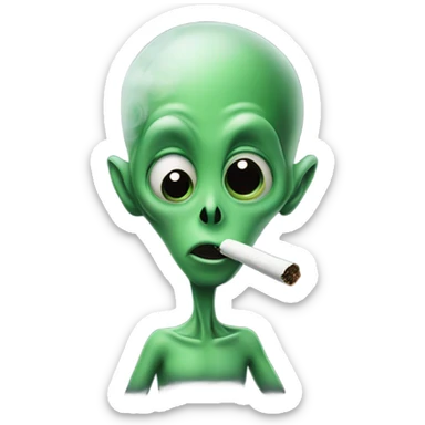 alien smoking a joint sticker