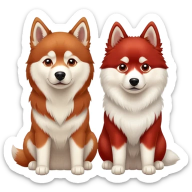 two dogs sitting side by side: a red siberian husky and a samoyed sticker