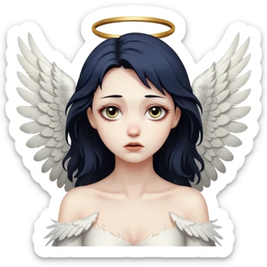 Female angel with torn wings, exposed collarbones, sorrow and lust intertwined sticker