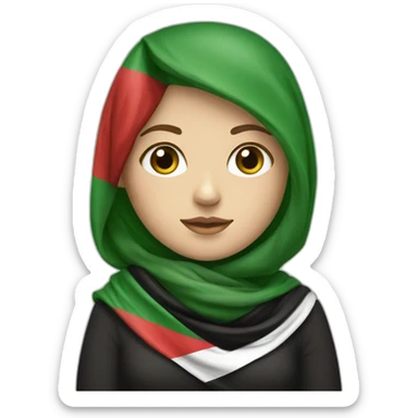 white women holding palestine flag wearing Palestinian scarf sticker