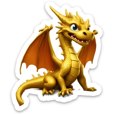 Dragon sits on pile of gold sticker