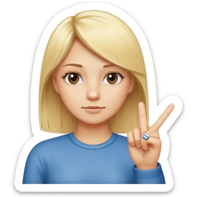 Create a blonde straight haired girl with a middle finger  sticker