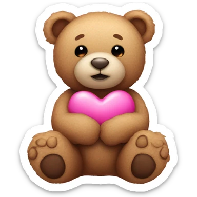Teddy bear with pink heart sticker