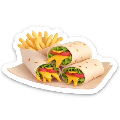 French tacos, grilled wrap with fillings, cheese, and fries sticker