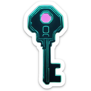 Key in a cyberpunk environment with neon lighting. sticker