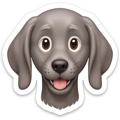 cinematic-comical-weimaraner-portrait-emoji,-head-tilted-dramatically-with-an-exaggeratedly-amused-expression,-featuring-a-vibrant-grey-fur-with-a-lively-sheen,-wide,-expressive-brown-eyes-filled-with-playful-disbelief sticker