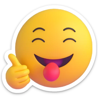 3D smiley emoji, round shape, blowing a kiss face, with the text "puszi" sticker