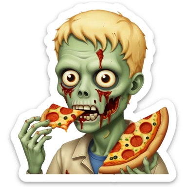 zombie eating pizza slice sticker
