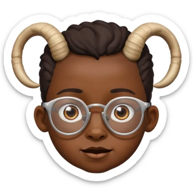 black child with goat horn and eyeglasses sticker