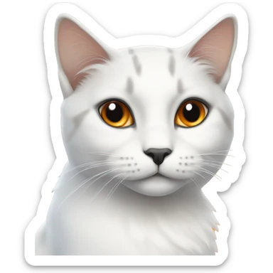White calico cat with orange on top right of head, black on top left sticker