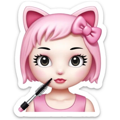  hello Kitty with an eyelash mascara spoolie sticker