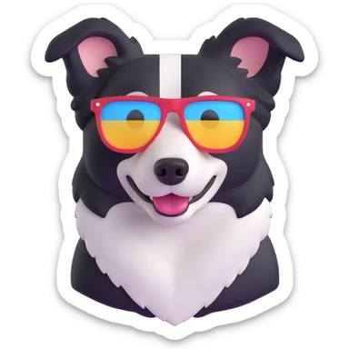 border collie wearing sunglasses sticker