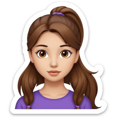 pretty girl brown long hair makeup ponytail sticker