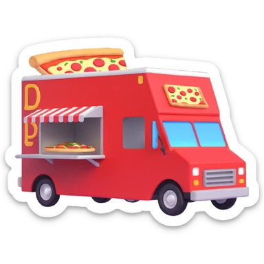 generate me a 3D pizza food truck sticker