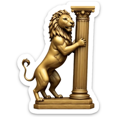 leone che regge una colonna (scultura) sticker
