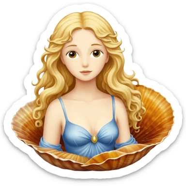 The goddess Venus stands on an open seashell as in a Botticelli painting sticker