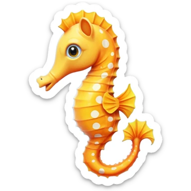 olorful cartoon-style seahorse. 🪸

It’s primarily orange with yellow and white spots along its body. The seahorse has a large blue eye, a curled tail, and a pinkish fin on its back. Its design is cute and stylized—similar to what you’d find in children’s illustrations, stickers, or emoji-like art sticker