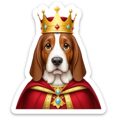 Basset Hound dressed as a king sticker