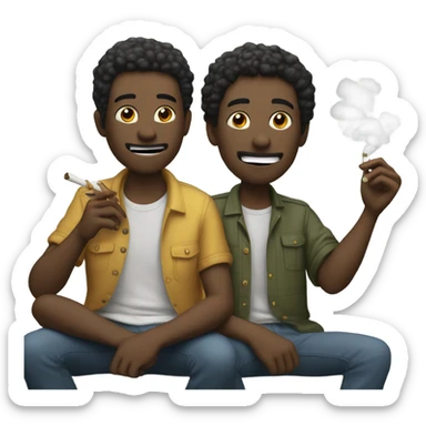 two friends smoking weed sticker